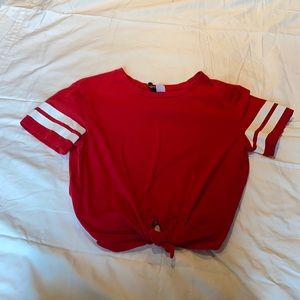 Red T-shirt with tie in front